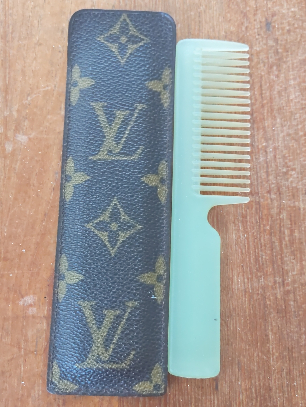 Louis Vuitton Brown Monogram Travel Comb with Mint Green Pocket Comb